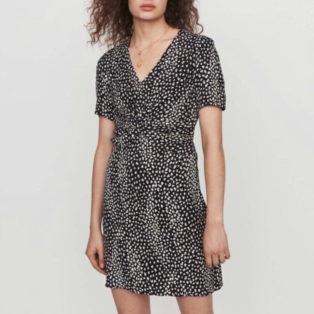 NEW! MAJE Printed Jacquard Leopard Dress Sz FR 40